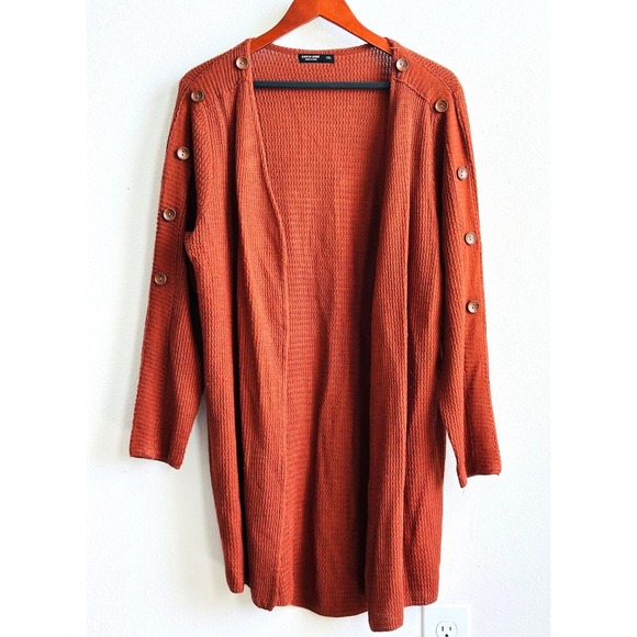 SHEIN Sweaters - SHEIN CURVE Cardigan Sweater Duster Cinnamon Brown Button Trim 1XL